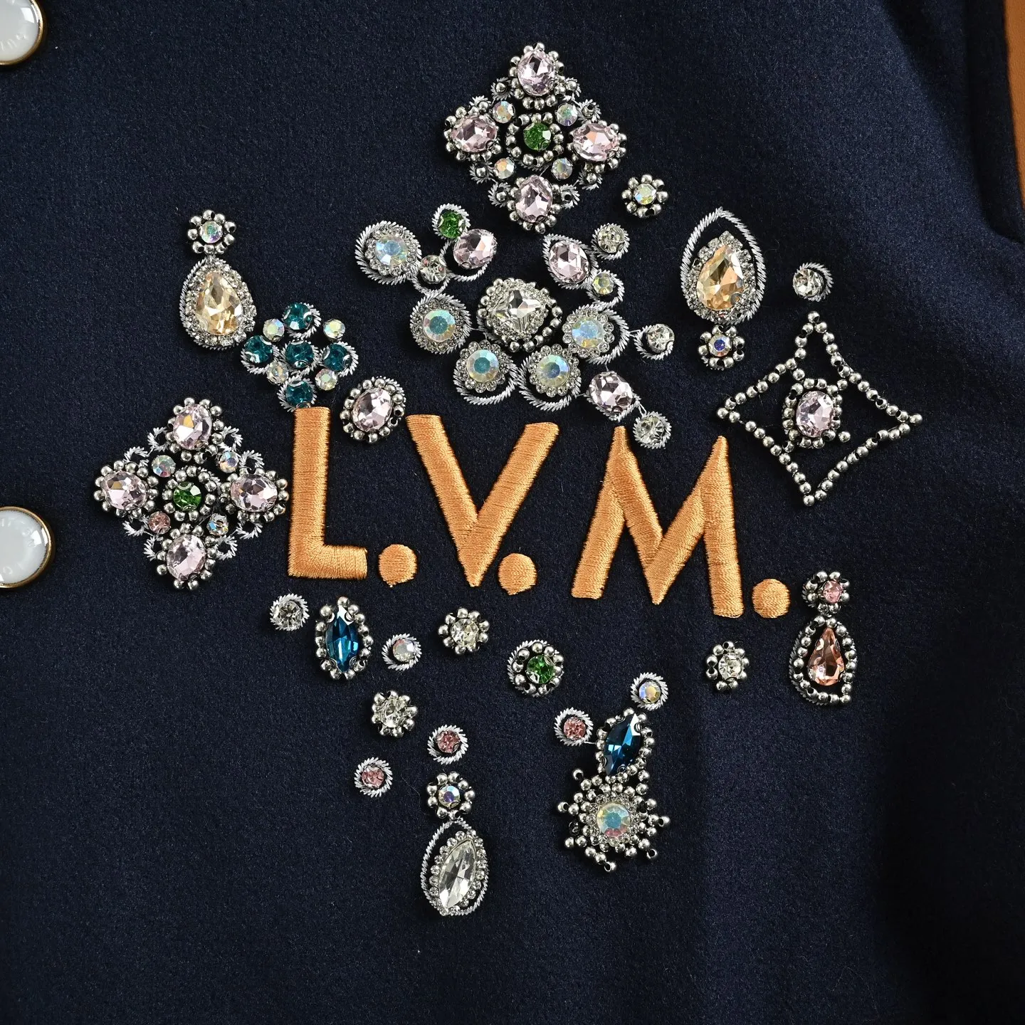 Louis Vuitton/Louis Vuitton colored diamond logo embroidered letters baseball jacket
